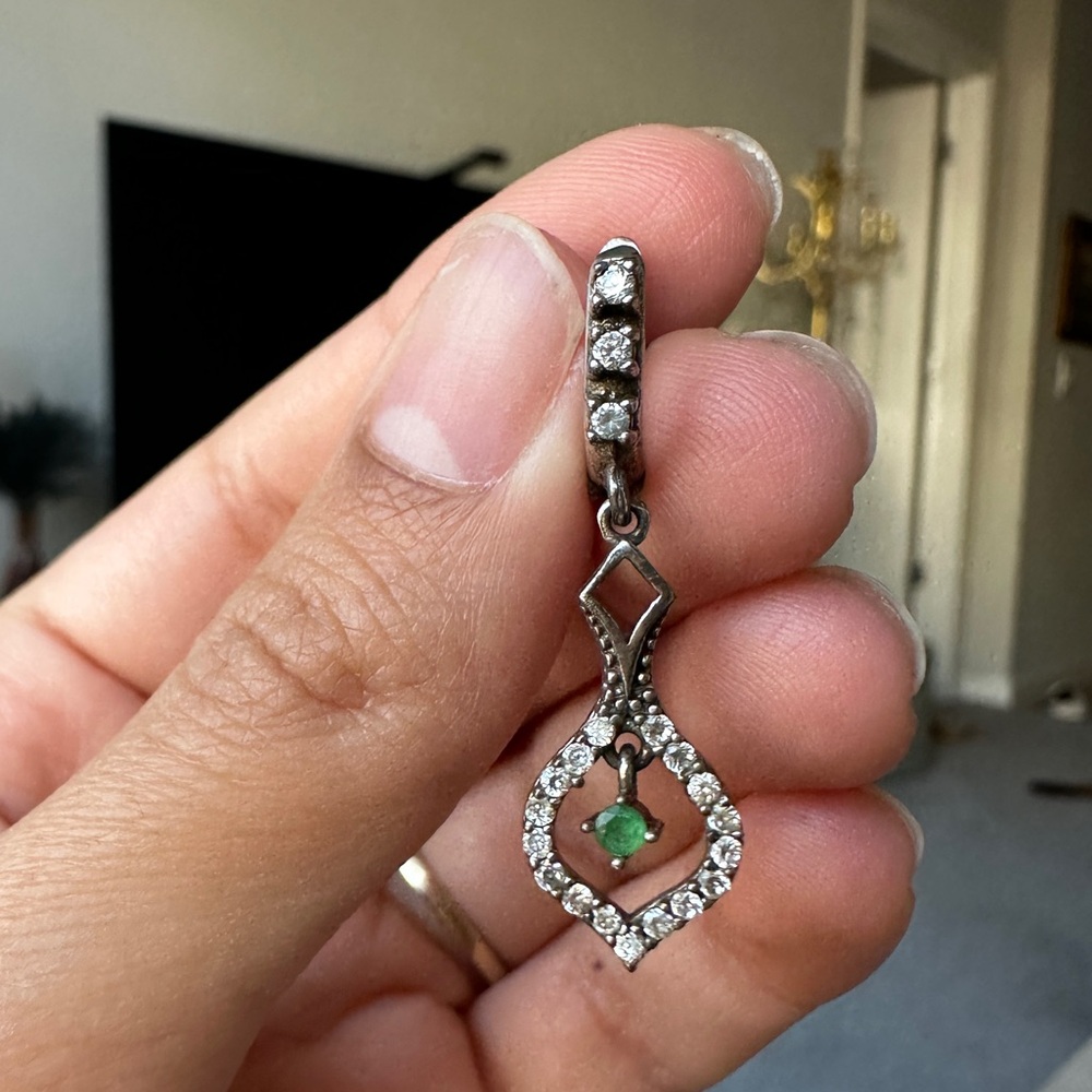 Vintage Silver and Green Gemstone Earrings